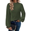 Zeagoo Sweaters for Women Fall Fashion 2025 Trendy Long Sleeve Turtleneck Pullover Lantern Knit Sweater Tops(Army Green)