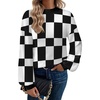 Zeagoo Sweaters for Women Fall Fashion 2025 Trendy Long Sleeve Turtleneck Pullover Lantern Knit Sweater Tops(Blackplaid)