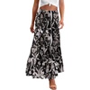 Zeagoo Women’s Long Maxi Skirts Tiered Elastic High Waist Boho Double Layered Print A-Line Casual Midi Dress(Pattern 4)