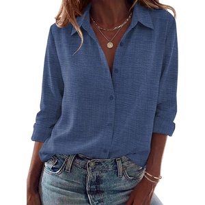 Zeagoo Blouses for Women Dressy Casual Long Sleeve Button Down Shirts Tops(B-navy)