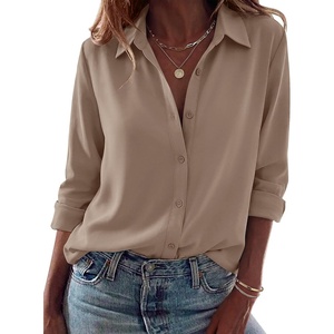 Zeagoo Blouses for Women Dressy Casual Long Sleeve Button Down Shirts Tops(Khaki)