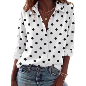 Zeagoo Blouses for Women Dressy Casual Long Sleeve Button Down Shirts Tops(Polka Dots White)