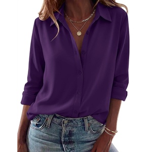 Zeagoo Blouses for Women Dressy Casual Long Sleeve Button Down Shirts Tops(Purple)