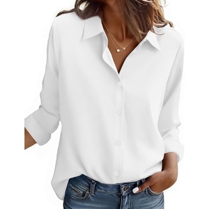 Zeagoo Button Down Shirt Women Long Sleeve Blouses Casual Tops Work Outfits(A-white-stain Shield)