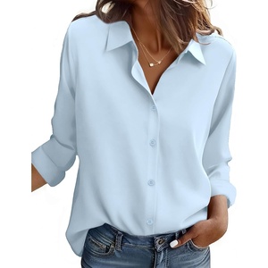 Zeagoo Button Down Shirt Women Long Sleeve Blouses Casual Tops Work Outfits(C-blue-stain Shield)