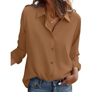 Zeagoo Button Down Shirt Women Long Sleeve Blouses Casual Tops Work Outfits(C-camel-stain Shield)
