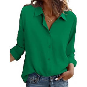Zeagoo Button Down Shirt Women Long Sleeve Blouses Casual Tops Work Outfits(C-green-stain Shield)