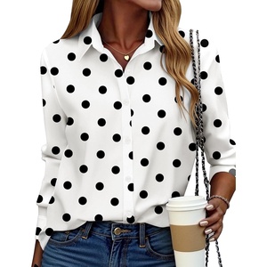 Zeagoo Button Down Shirt Women Long Sleeve Blouses Casual Tops Work Outfits(Polka Dots)