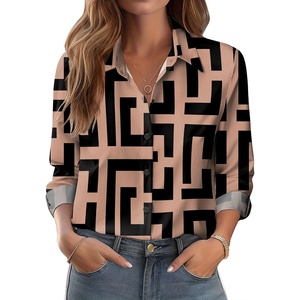 Zeagoo Button Down Shirts for Women Dressy Printed Long Sleeve Blouse(Jh308)