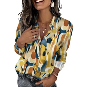 Zeagoo Button Down Shirts for Women Dressy Printed Long Sleeve Blouse(Multicolor 579)