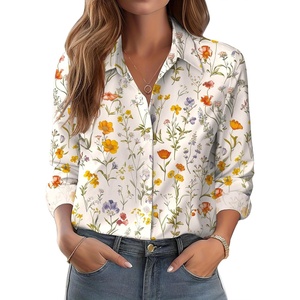 Zeagoo Button Down Shirts for Women Dressy Printed Long Sleeve Blouse(Xh403)