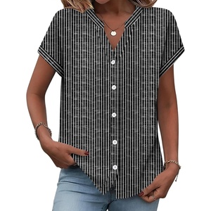 Zeagoo Button Down Shirts for Women Short Sleeve Tops V Neck Collar Blouses Business Casual Outfits(Tz400)