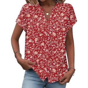 Zeagoo Button Down Shirts for Women Short Sleeve Tops V Neck Collar Blouses Business Casual Outfits(Xh546)