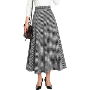 Zeagoo Plaid Skirts for Women Elastic Waist Aline Tartan Skirt with Pockets(Black White)