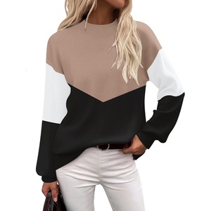Zeagoo Sweaters for Women Fall Fashion 2025 Trendy Long Sleeve Turtleneck Pullover Lantern Knit Sweater Tops(Khaki Black)