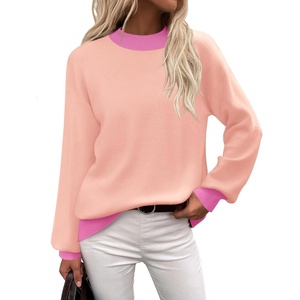 Zeagoo Sweaters for Women Fall Fashion 2025 Trendy Long Sleeve Turtleneck Pullover Lantern Knit Sweater Tops(Pink)
