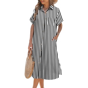 Zeagoo Women Dresses Summer Casual Short Sleeve Button Down Shirt Dresses 2026 Beach Cover Up with Pockets(Tz166)