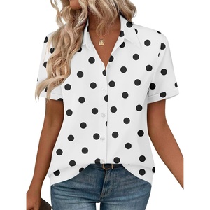 Zeagoo Womens Button Down Blouse Rolled Cuffed Short Sleeve Shirts Casual Work Blouse Summer Hawaiian Outfits(Jh592)