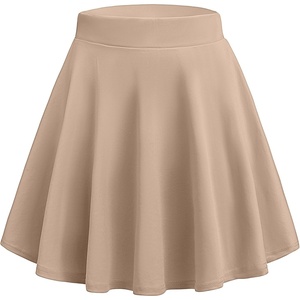 Zeagoo Women’s Skirt Basic Mini Skater Skirt 2026 Summer Skirts Stretchable High Waist A-Line Party Club Skirts(Beige)