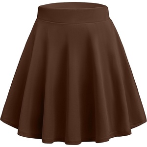 Zeagoo Women’s Skirt Basic Mini Skater Skirt 2026 Summer Skirts Stretchable High Waist A-Line Party Club Skirts(Brown)