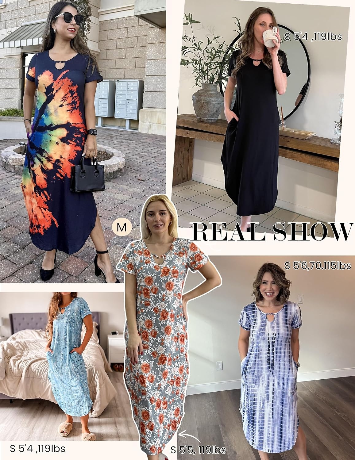 image:imageZeagoo Womens Maxi Summer Dress with Pockets Casual Short Sleeve Sundress Trendy 2026 Curve Hem Long Dress2601 Aprinted011