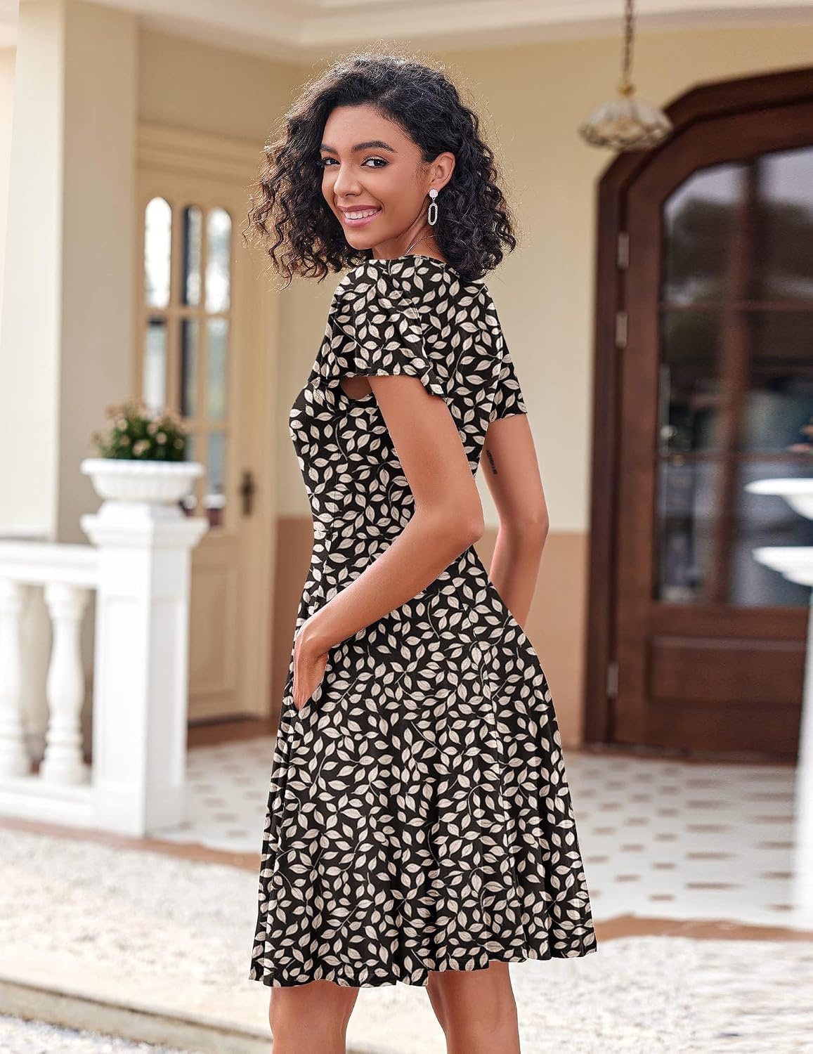 image:imageZeagoo Womens Summer Dress Casual Swing Sundresses Floral Ruffle Short Sleeve Wedding Guest Dress Beach Mini Dress 2026Floral 01