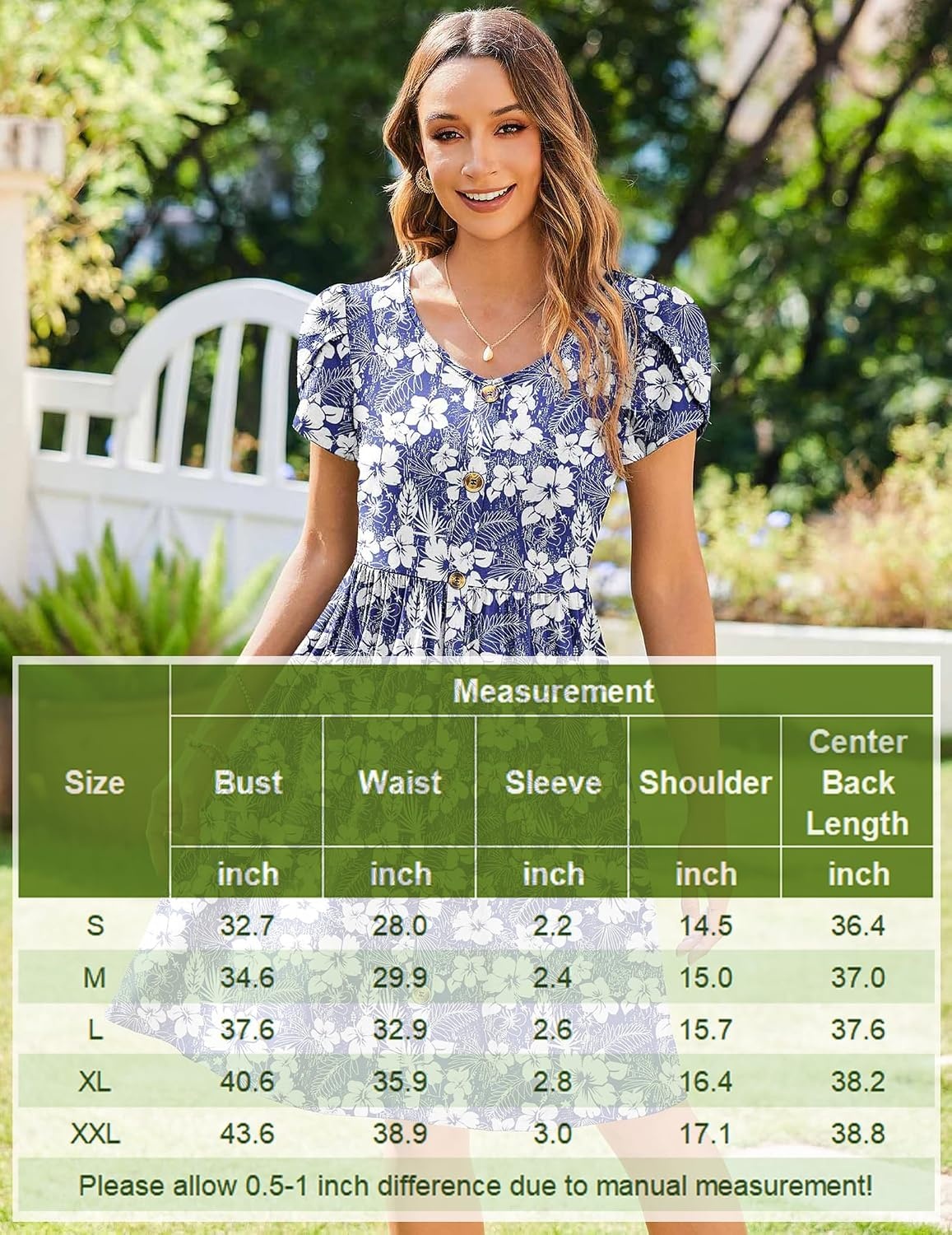 image:imageZeagoo Womens Summer Dress Mini Petal Short Sleeve Dresses Pleated Button Down V Neck Floral Beach Swing Vacation Dress 2026Leaf Green 2