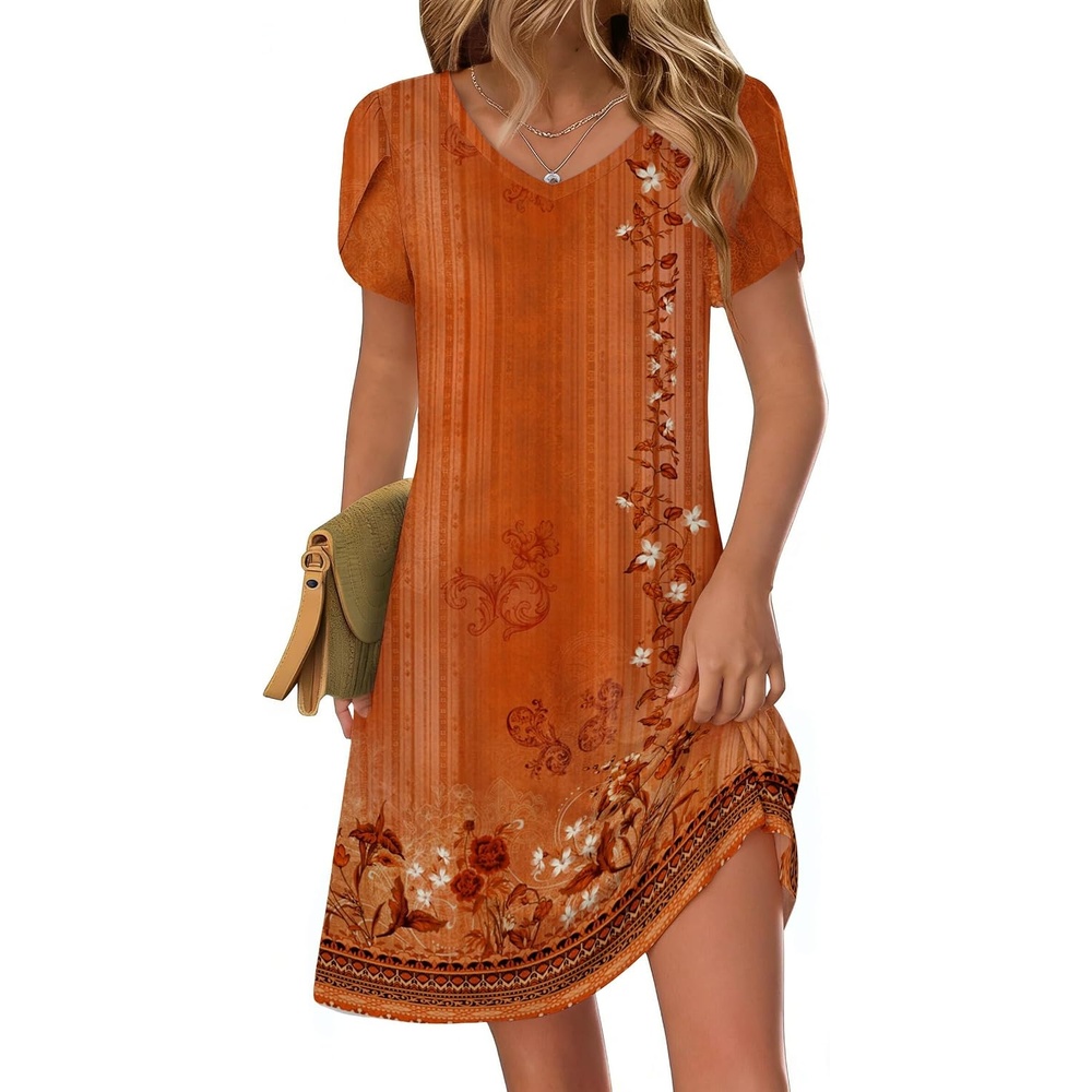 image:imageZeagoo Womens Summer ALine Dress with Pockets Mini Short Sleeve Dresses Flowy Beach Swing Dress 2026 Vacation TravelMz867