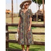 Zeagoo Summer Dresses for Women 2026 Casual Short Sleeve Aline Midi Dress with Pocket Flowy Pleated Tshirt Beach Sundress(01-ethnic Print)