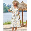 Zeagoo Summer Dresses for Women 2026 Casual Short Sleeve Aline Midi Dress with Pocket Flowy Pleated Tshirt Beach Sundress(02-white Floral)
