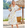 Zeagoo Summer Dresses for Women 2026 Casual Short Sleeve Aline Midi Dress with Pocket Flowy Pleated Tshirt Beach Sundress(02-white Floral)