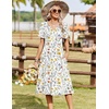 Zeagoo Summer Dresses for Women 2026 Casual Short Sleeve Aline Midi Dress with Pocket Flowy Pleated Tshirt Beach Sundress(02-white Floral)