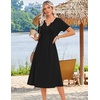 Zeagoo Summer Dresses for Women 2026 Casual Short Sleeve Aline Midi Dress with Pocket Flowy Pleated Tshirt Beach Sundress(Black)