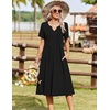 Zeagoo Summer Dresses for Women 2026 Casual Short Sleeve Aline Midi Dress with Pocket Flowy Pleated Tshirt Beach Sundress(Black)