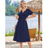 Zeagoo Summer Dresses for Women 2026 Casual Short Sleeve Aline Midi Dress with Pocket Flowy Pleated Tshirt Beach Sundress(Blue)