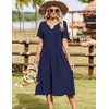 Zeagoo Summer Dresses for Women 2026 Casual Short Sleeve Aline Midi Dress with Pocket Flowy Pleated Tshirt Beach Sundress(Blue)