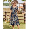 Zeagoo Summer Dresses for Women 2026 Casual Short Sleeve Aline Midi Dress with Pocket Flowy Pleated Tshirt Beach Sundress(Mz931)