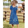 Zeagoo Summer Dresses for Women 2026 Casual Short Sleeve Aline Midi Dress with Pocket Flowy Pleated Tshirt Beach Sundress(Mz937)