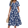Zeagoo Summer Dresses for Women 2026 Casual Short Sleeve Aline Midi Dress with Pocket Flowy Pleated Tshirt Beach Sundress(Navy Floral)