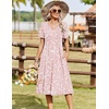 Zeagoo Summer Dresses for Women 2026 Casual Short Sleeve Aline Midi Dress with Pocket Flowy Pleated Tshirt Beach Sundress(Pink Floral)
