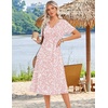Zeagoo Summer Dresses for Women 2026 Casual Short Sleeve Aline Midi Dress with Pocket Flowy Pleated Tshirt Beach Sundress(Pink Floral)