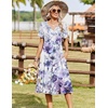 Zeagoo Summer Dresses for Women 2026 Casual Short Sleeve Aline Midi Dress with Pocket Flowy Pleated Tshirt Beach Sundress(Purple)