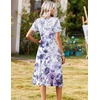 Zeagoo Summer Dresses for Women 2026 Casual Short Sleeve Aline Midi Dress with Pocket Flowy Pleated Tshirt Beach Sundress(Purple)