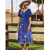 Zeagoo Summer Dresses for Women 2026 Casual Short Sleeve Aline Midi Dress with Pocket Flowy Pleated Tshirt Beach Sundress(Purple Ethnic Print)