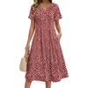 Zeagoo Summer Dresses for Women 2026 Casual Short Sleeve Aline Midi Dress with Pocket Flowy Pleated Tshirt Beach Sundress(Red Floral)