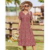 Zeagoo Summer Dresses for Women 2026 Casual Short Sleeve Aline Midi Dress with Pocket Flowy Pleated Tshirt Beach Sundress(Red Floral)