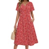 Zeagoo Summer Dresses for Women 2026 Casual Short Sleeve Aline Midi Dress with Pocket Flowy Pleated Tshirt Beach Sundress(Red Round Dot Print)