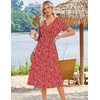 Zeagoo Summer Dresses for Women 2026 Casual Short Sleeve Aline Midi Dress with Pocket Flowy Pleated Tshirt Beach Sundress(Red Round Dot Print)