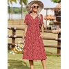 Zeagoo Summer Dresses for Women 2026 Casual Short Sleeve Aline Midi Dress with Pocket Flowy Pleated Tshirt Beach Sundress(Red Round Dot Print)