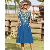 Zeagoo Summer Dresses for Women 2026 Casual Short Sleeve Aline Midi Dress with Pocket Flowy Pleated Tshirt Beach Sundress(Sf223)